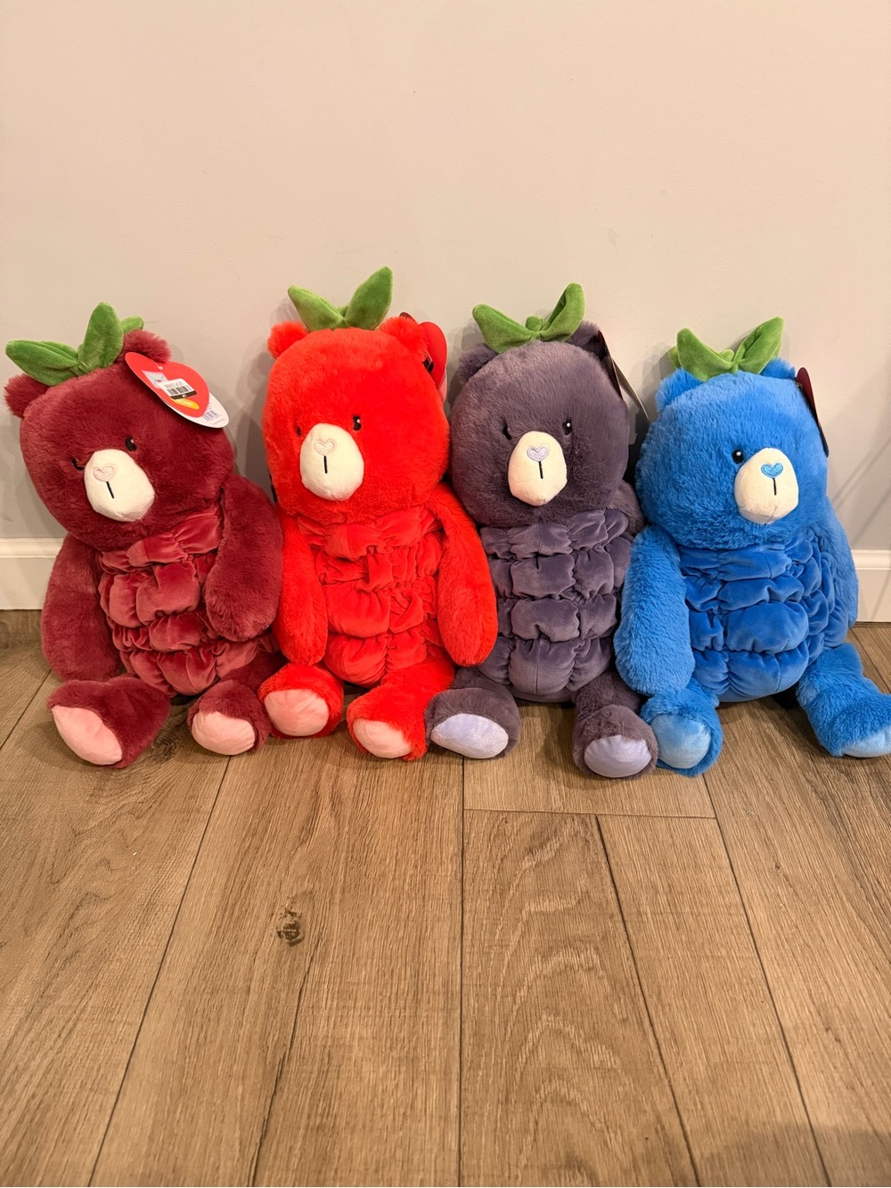 Plush Berry Bear Stuffed Toy - Red, Blue, Purple, Burgundy - Gigglescape
